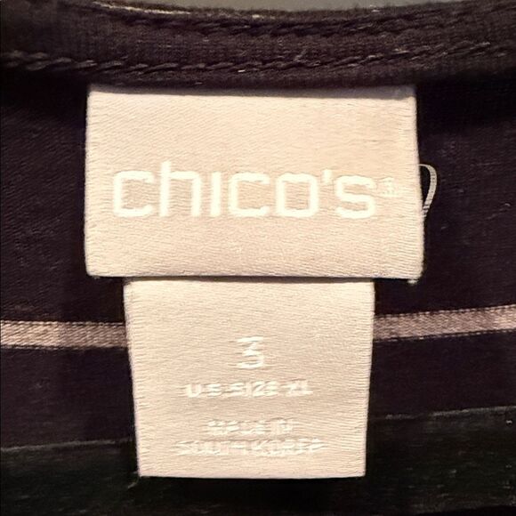 Chico's Elegant Black and Cream Striped Tunic Top size XL - Picture 2 of 5